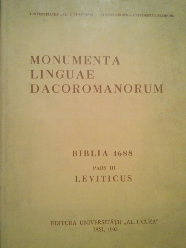 Monumenta linguae dacoromanorum, biblia 1688 pars III Leviticus (dedicatie)