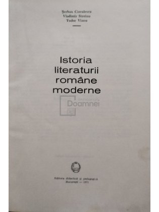 Istoria literaturii române moderne