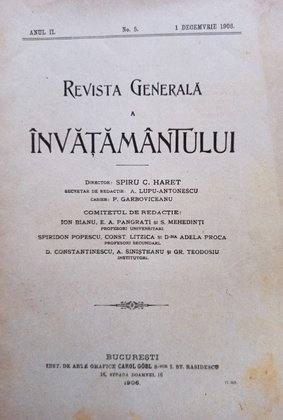Revista generala a invatamantului, anul II, nr. 5, 1 decembrie 1906