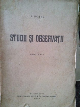 Studii si observatii, ed. IIa