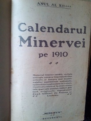 Calendarul Minervei pe 1910