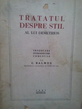 Tratatul despre stil (semnata Constantin Balmus)