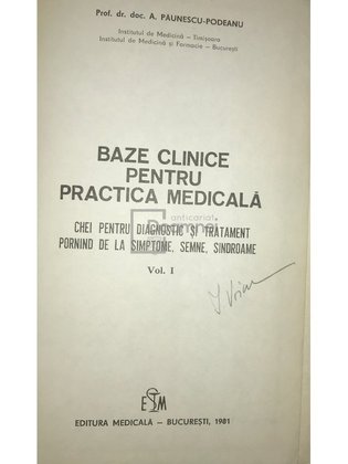 Baze clinice pentru practica medicala, vol. 1