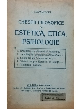 Chestii filosofice de estetica, etica, psihologie