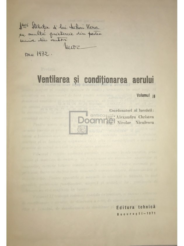 Ventilarea și condiționarea aerului, vol. 2 (semnată)