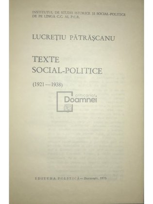Texte social-politice 1921-1938