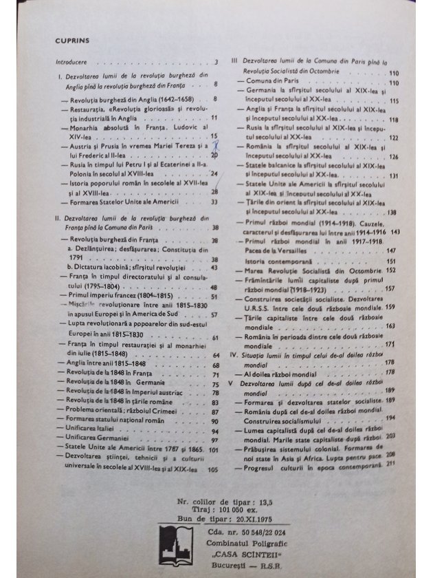 Istoria moderna si contemporana. Manual pentru clasa a VII-a