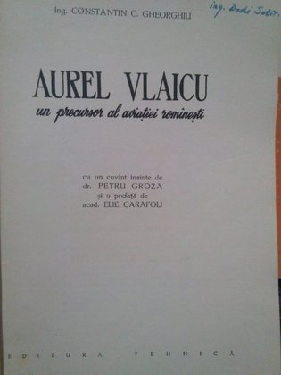 Aurel Vlaicu un precursor al aviatiei romanesti