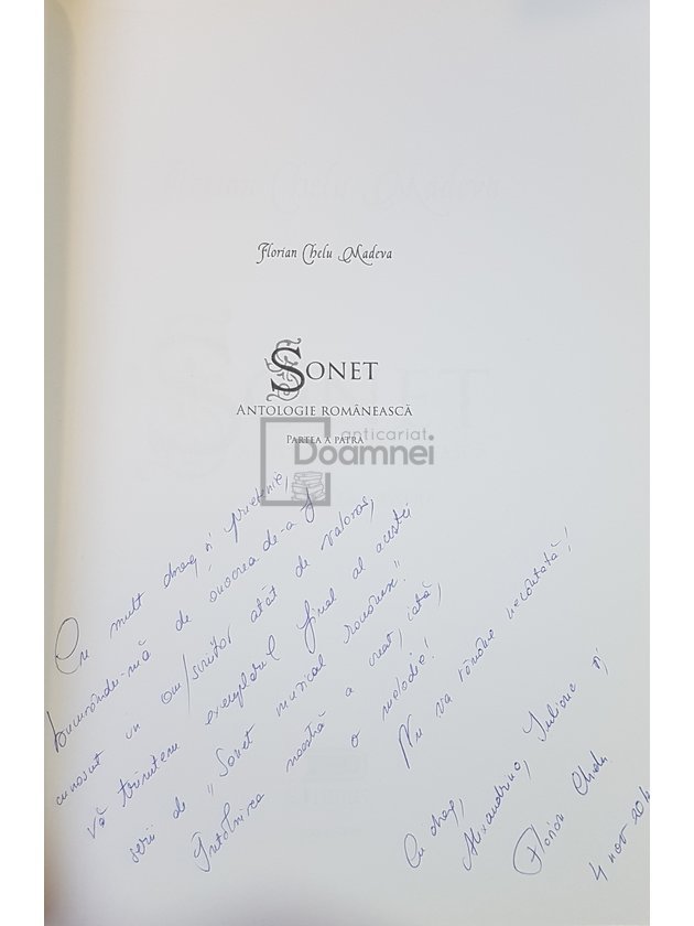 Sonet - Antologie romaneasca, partea a patra (semnata)