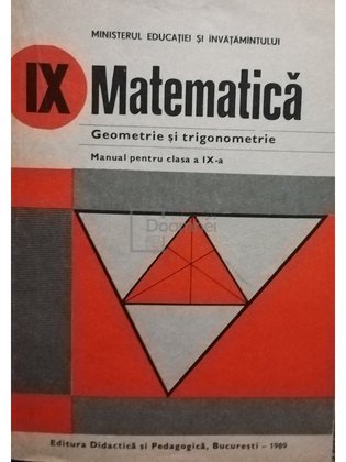 Matematica. Manual pentru clasa a IXa - Geometrie si trigonometrie