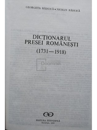 Dictionarul presei romanesti (1731 - 1918)