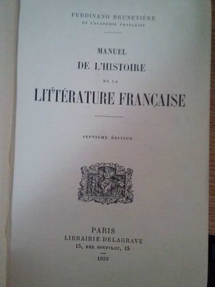 Manuel de l'histoire de la litterature francaise