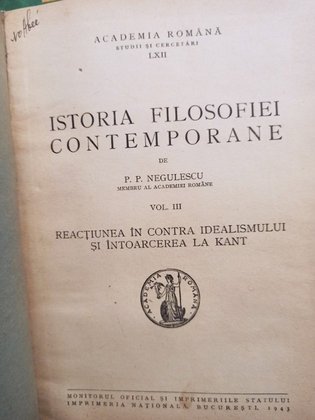 Istoria filosofiei contemporane, vol. III