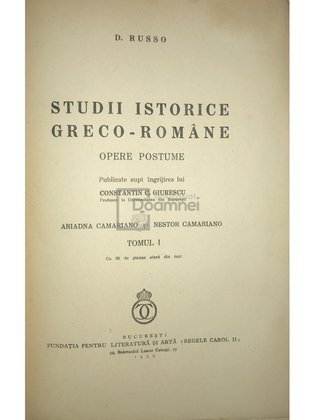 Studii istorice greco-române, 2 vol.