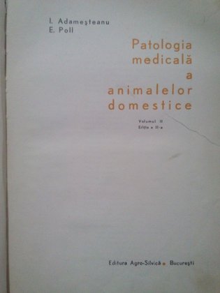 Patologia medicala a animalelor domestice, vol. II