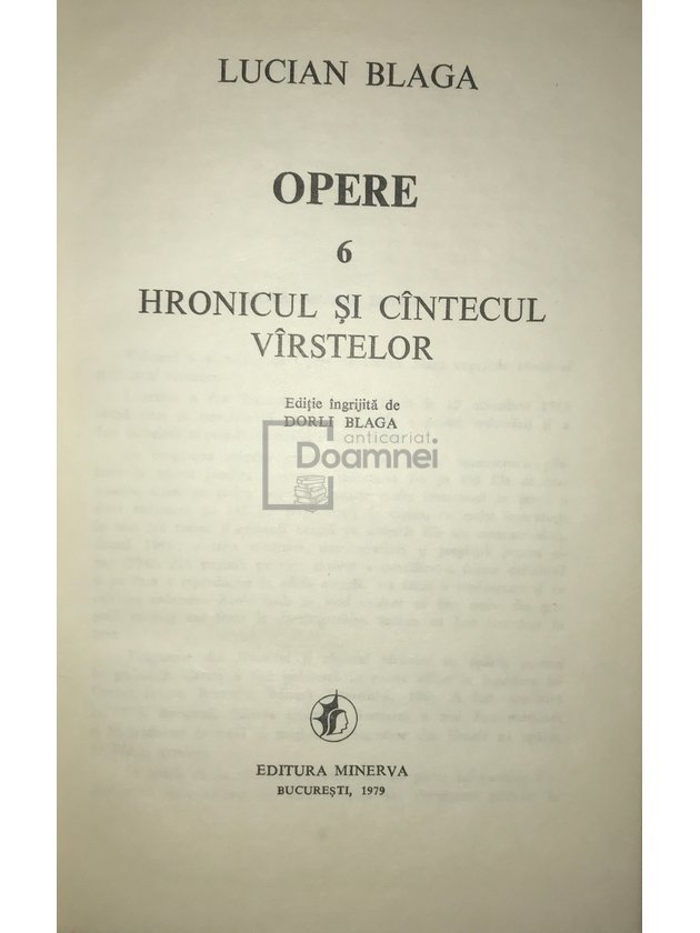 Opere, vol. 6 - Hronicul și cântecul vârstelor