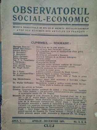 Observatorul social-economic. Revista trimestriala de studii si anchete social-economice