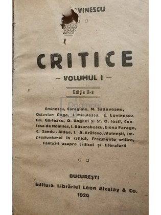 Critice, vol. I, editia a II-a
