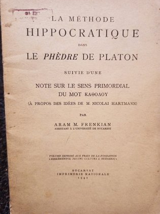 La methode hippocratique dans le phedre de Platon