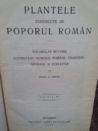 Plantele cunoscute de poporul roman