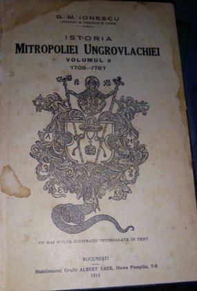 Istoria Mitropoliei Ungrovlahiei vol 2