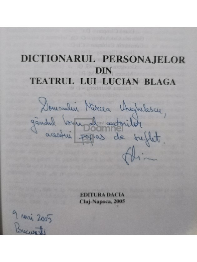 Dictionarul personajelor din teatrul lui Lucian Blaga (semnata)
