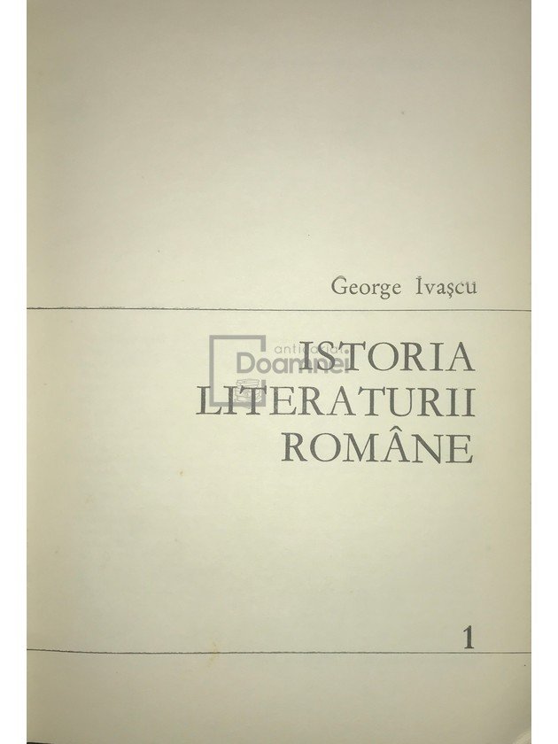 Istoria literaturii române, vol. 1