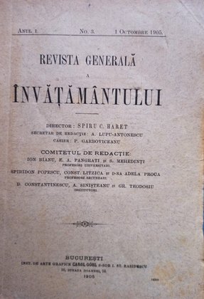 Revista generala a invatamantului, anul I, nr. 3, 1 octombrie 1905