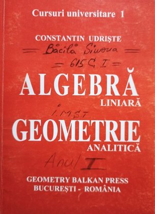 Algebra liniara, geometrie analitica