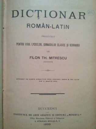 Dictionar romanlatin