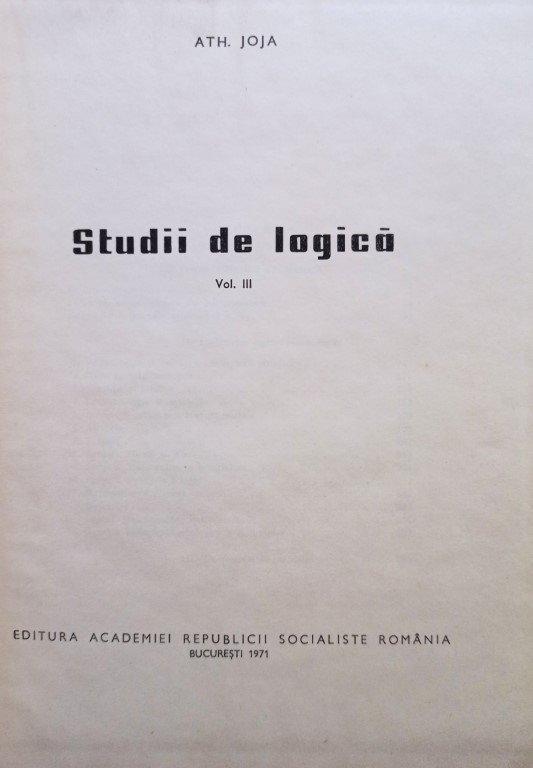 Studii de logica, vol. III