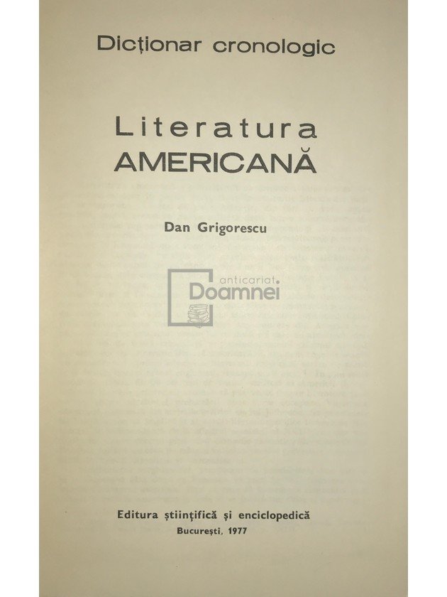 Dicționar cronologic - Literatura americană