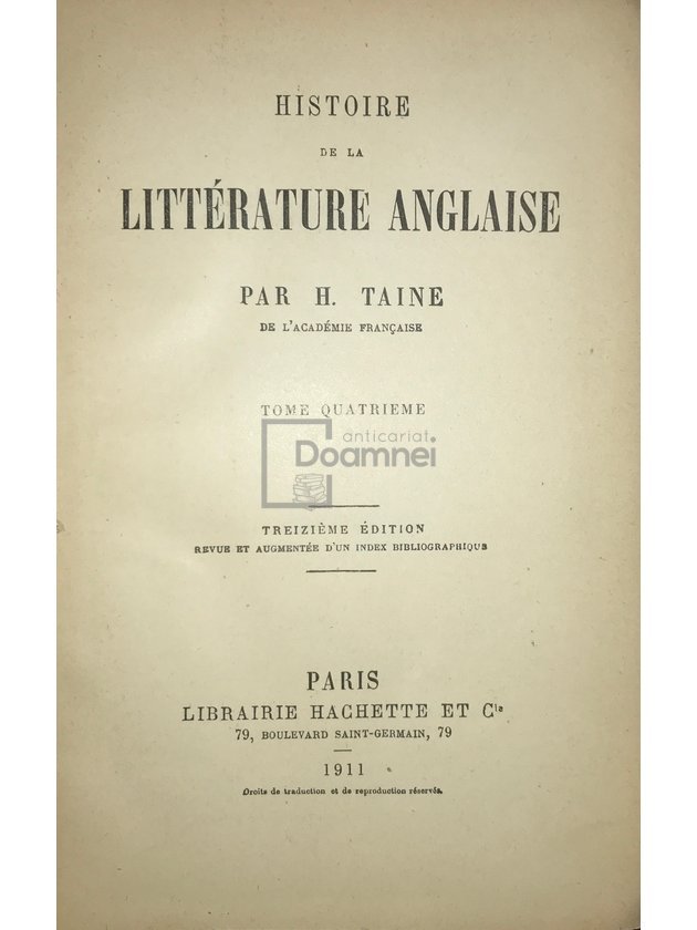 Histoire de la littérature anglaise, vol. 4