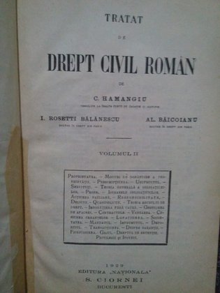 Tratat de drept civil roman, volumul II