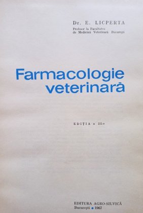 Farmacologie veterinara, editia a IIIa