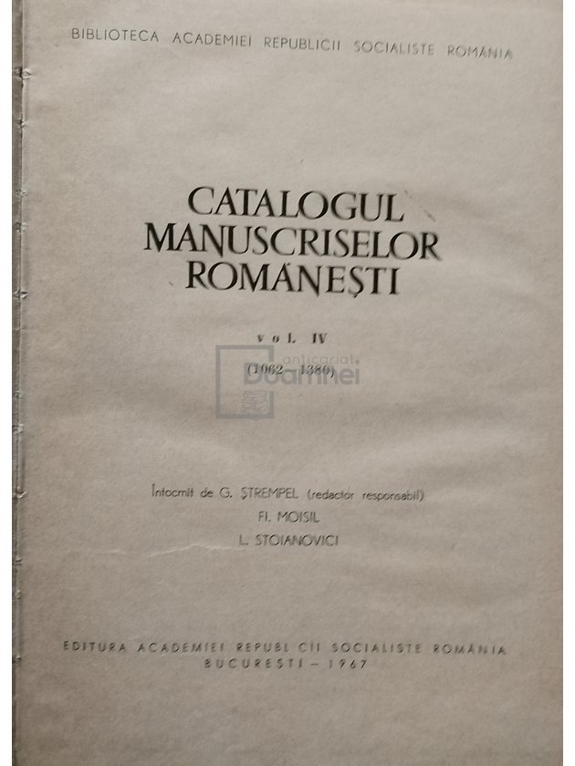 Catalogul manuscriselor romanesti, vol. IV