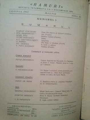 Ramuri - Revista literara anul al XXXIX-lea, nr. 3, Martie 1939