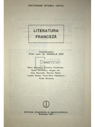 Literatura franceză - Dicționar istoric critic