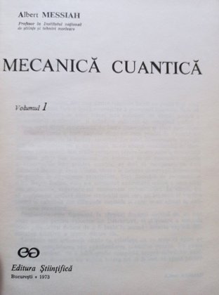 Mecanica cuantica, vol. 1