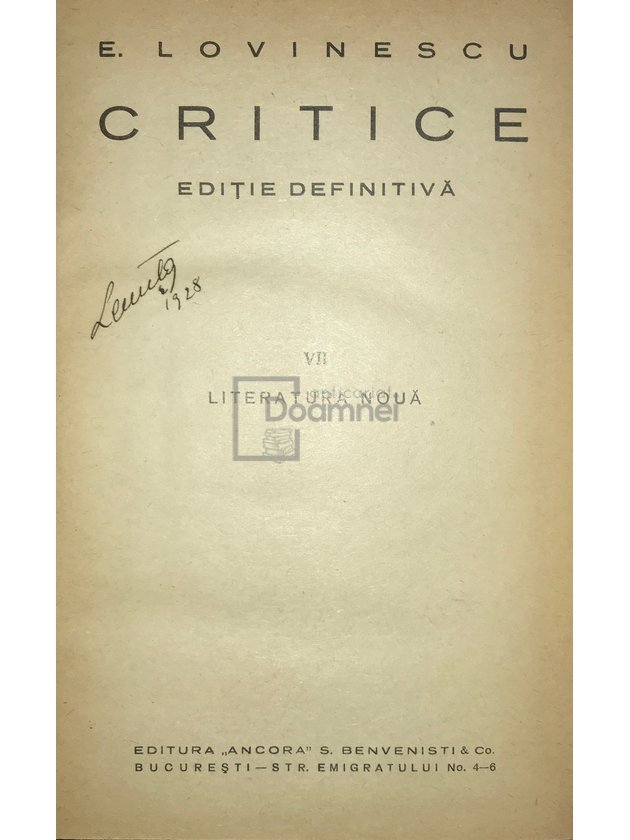 Critice, vol. VII - Literatura nouă