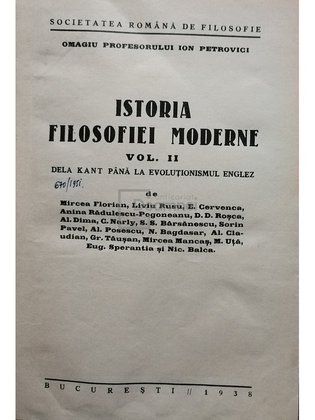 Istoria filosofiei moderne, vol. II