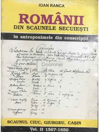 Românii din scaunele secuiești în antroponimele din conscripții, vol. 2