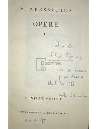 Opere, vol. II (dedicație)