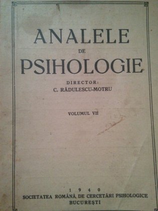 Motru - Analele de psihologie, volumul VII