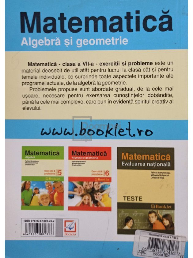 Matematica clasa a VII-a. Algebra si geometrie