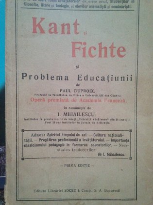 Kant si Fichte si problema educatiunii