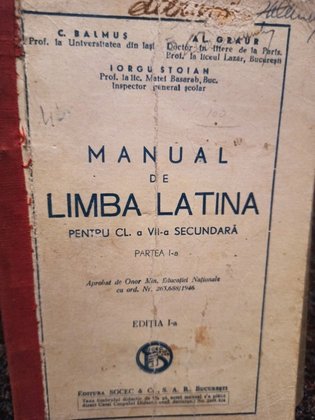 Manual de limba latina pentru clasa a VIIa secundara, partea I