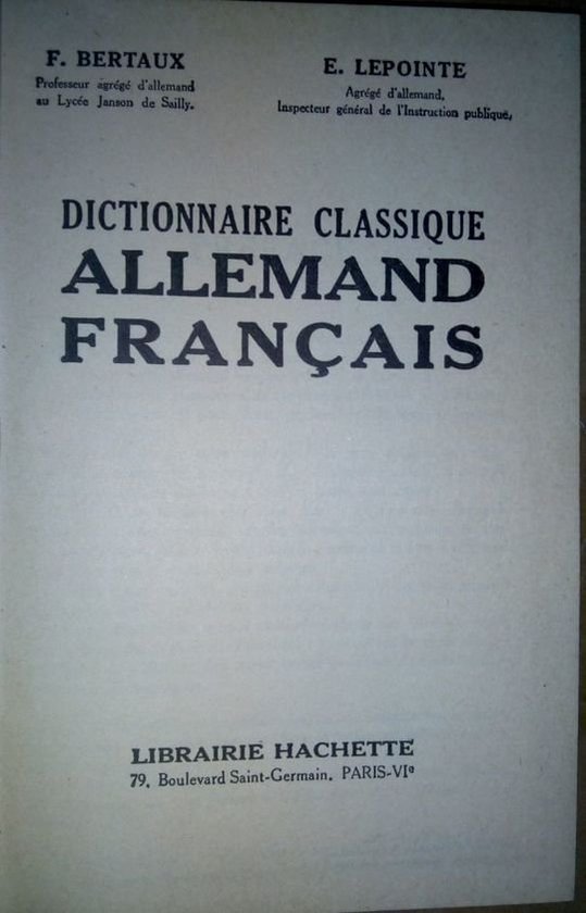 Dictionnaire classique allemand-francais