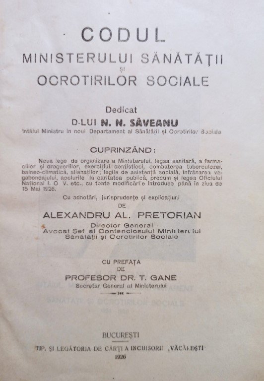 Codul Ministerului Sanatatii si ocrotirilor sociale