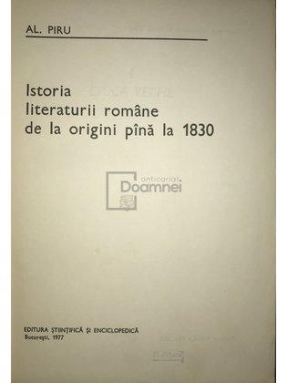Istoria literaturii române de la origini până la 1830